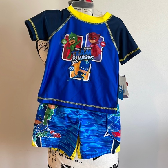 NWT PJ Masks Rash and Trunk Swim Set - Picture 1 of 8